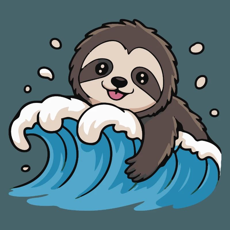 Sloth Surf on Ocean Wave