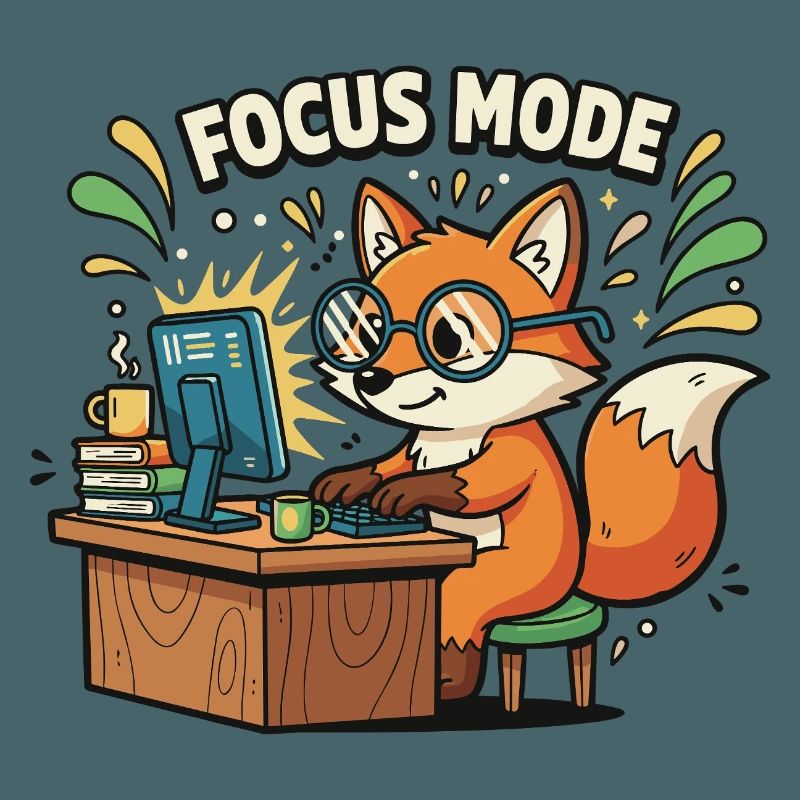 Focus mode fox on the computer