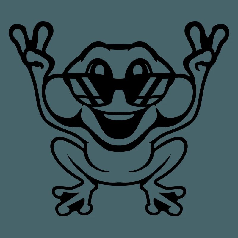 Frog Toad Cool Sunglasses Victory Peace Hands