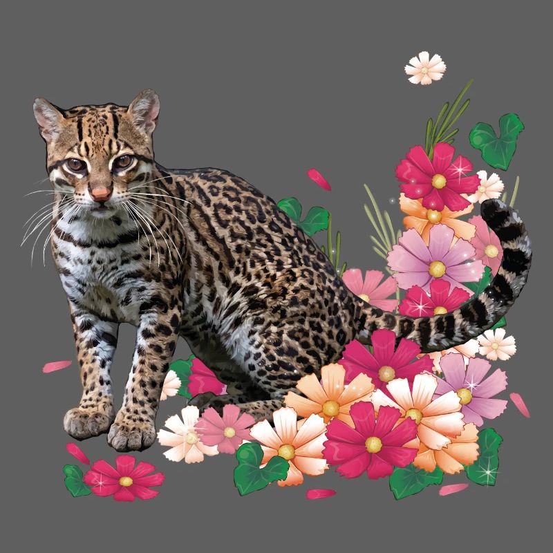 Floraler Leopard mit Blüten