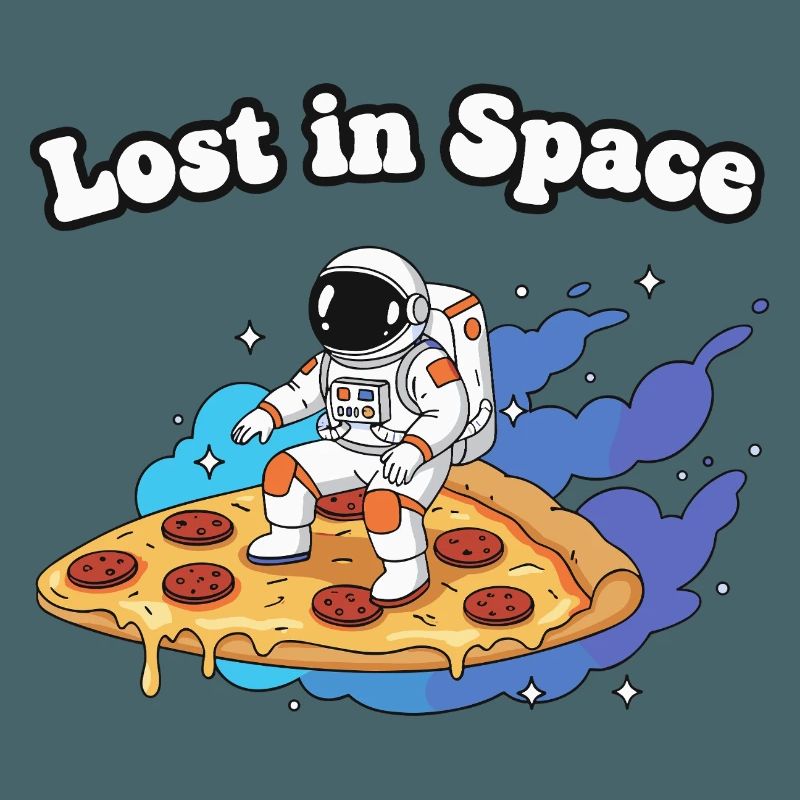 Astronaute sur une pizza dans l’espace