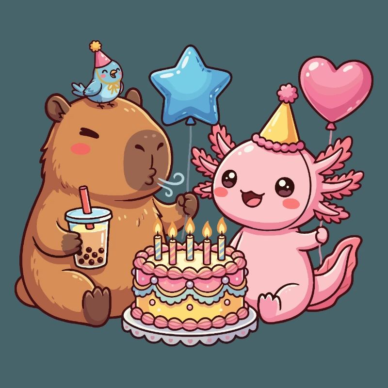 Capybara Axolotl Vogel Geburtstagsparty