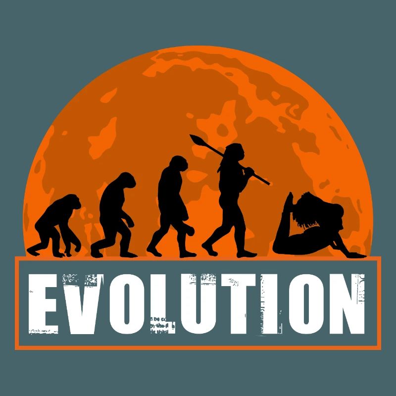 Yoga Evolution Silhouette Sunset Retro
