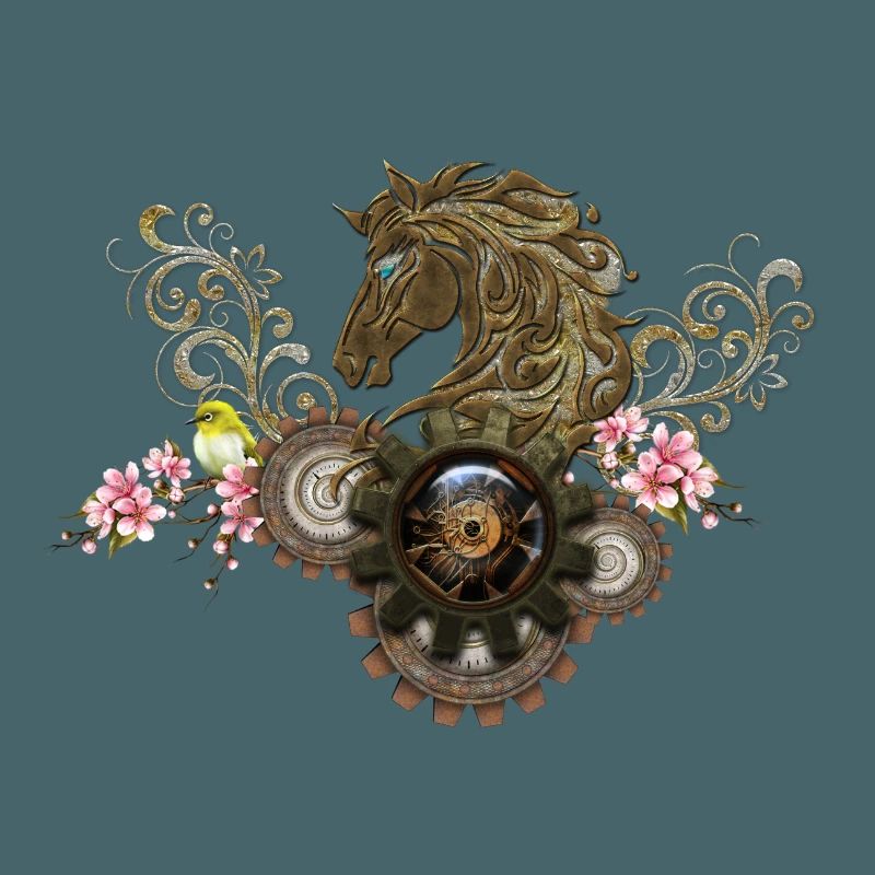 Dieses einzigartige Steampunk-Pferd mit Blumen