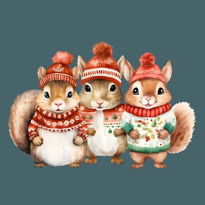 Winterliches Eichhörchen-Trio