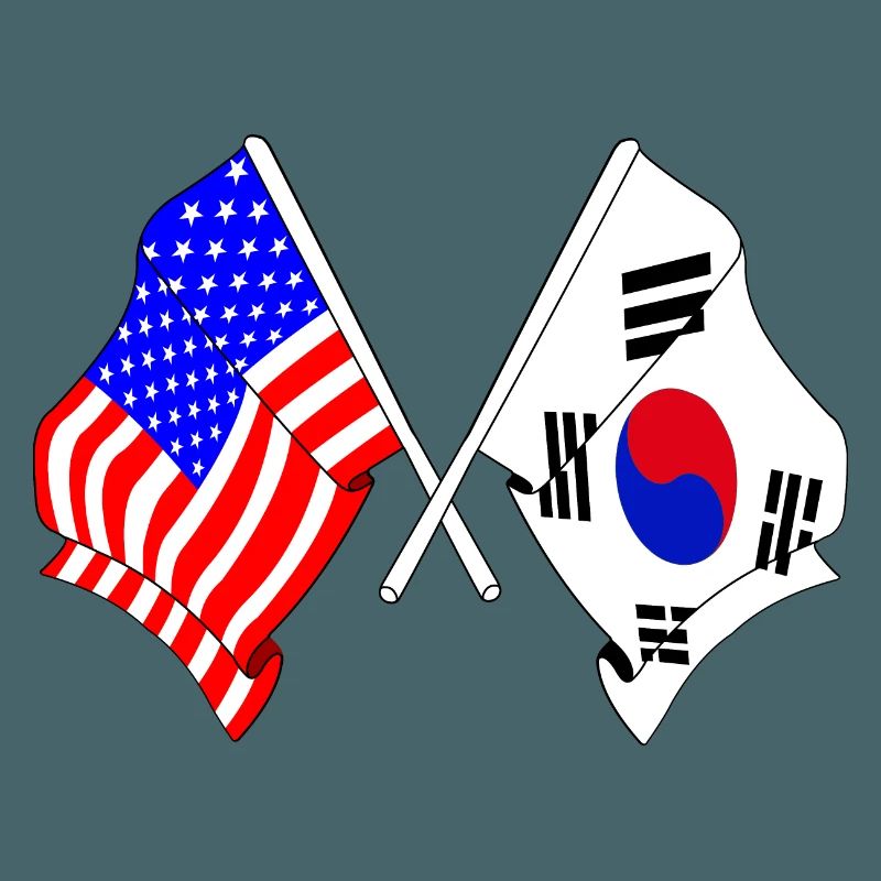 Drapeau des États-Unis et drapeau de la Corée du Sud