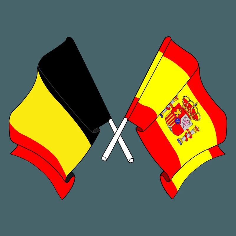 Drapeau Belgique, drapeau Espagne