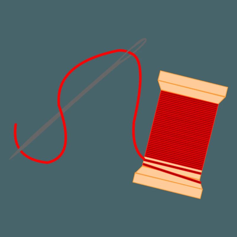 Needle and thread logo embroidery
