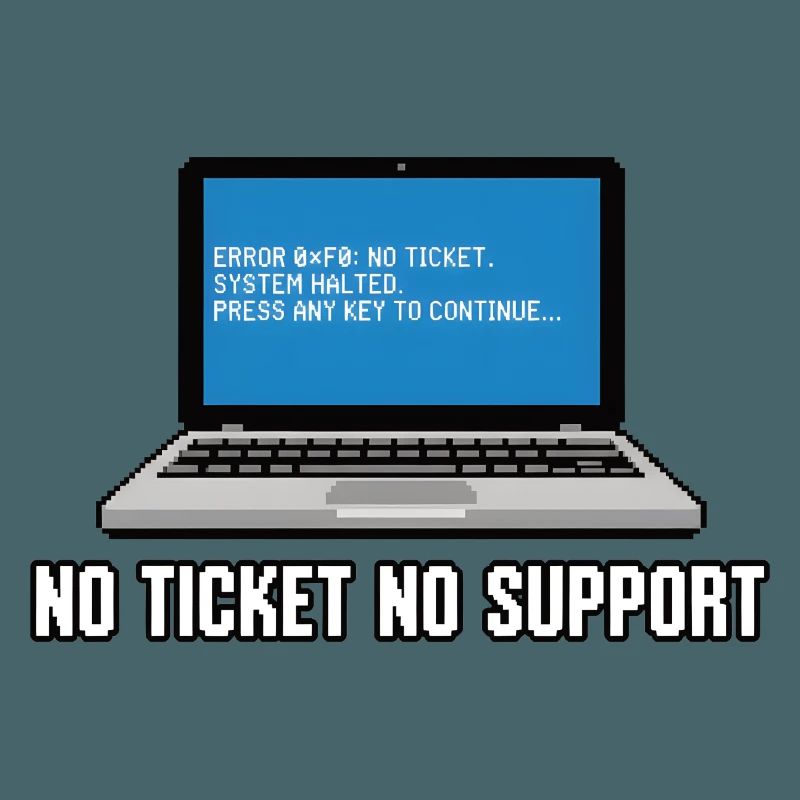 Pas de ticket pas de support Admin IT-Support Spruch