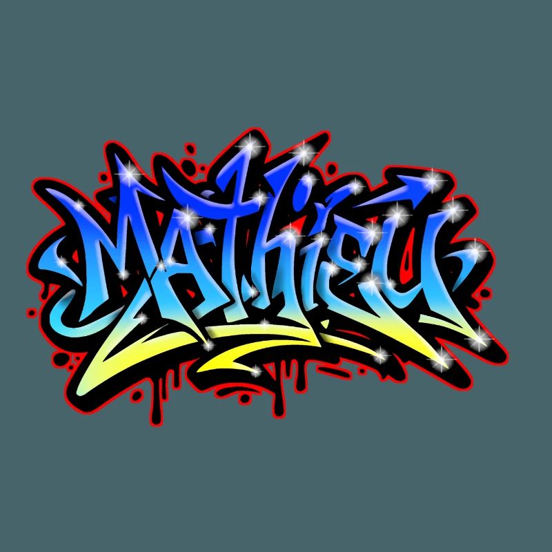 Mathieu Graffiti imprimable bleu jaune