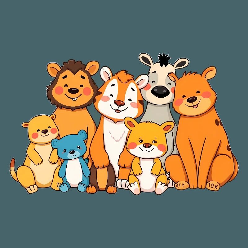 Conception ludique de bande dessinée de famille d’animaux