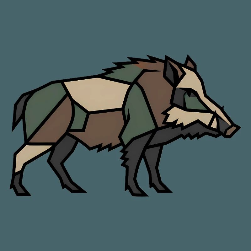 Geometric Boar Low Poly