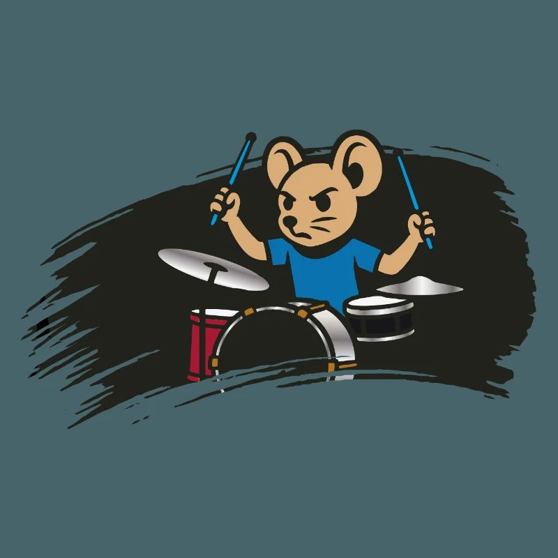 Drumming Mouse in Comic Style