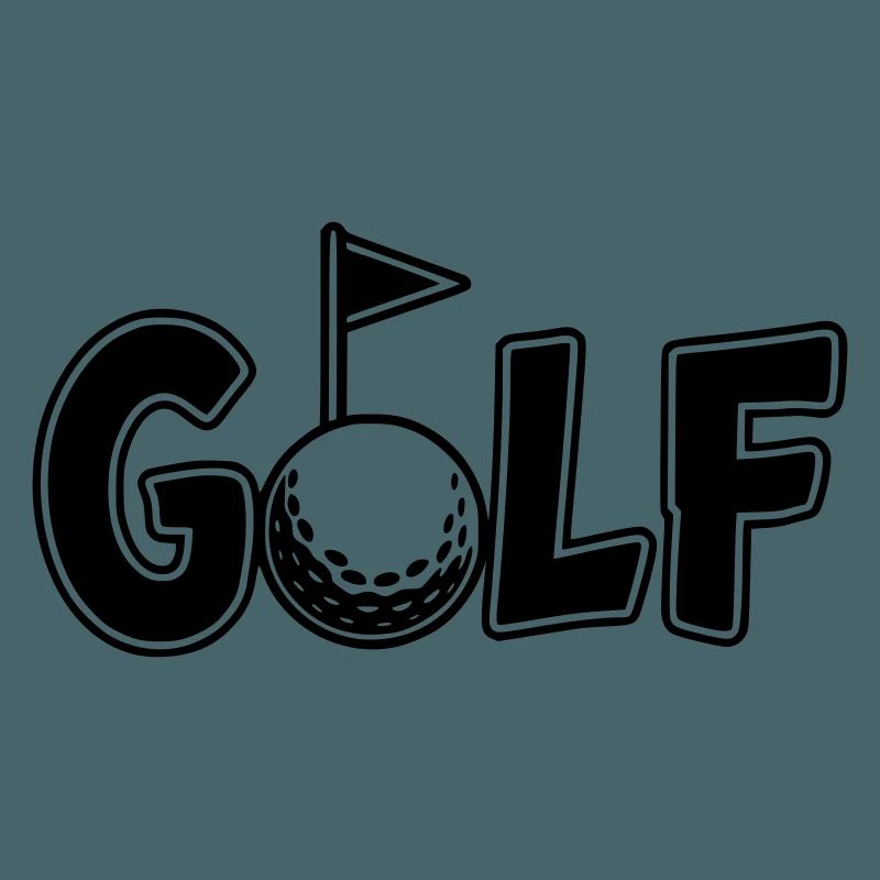 Lettrage de golf avec balle de golf et drapeau de golf