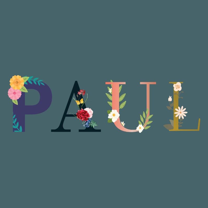 Le nom de PAUL est décoré de fleurs