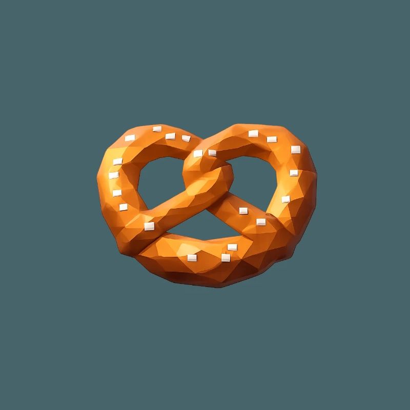 Low Poly Orange Polygonal Pretzel