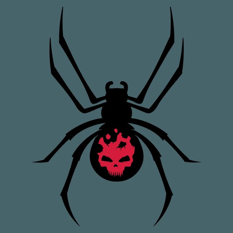 Schwarze Spinne mit Skull Muster
