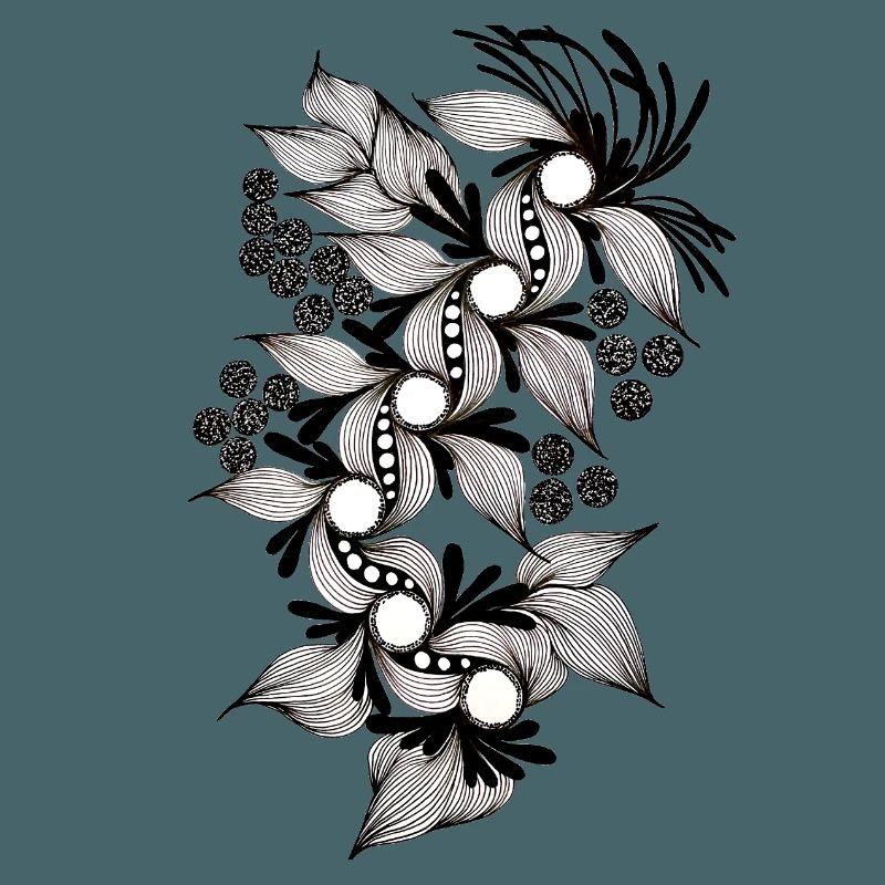 Spirale de fleurs noires et blanches