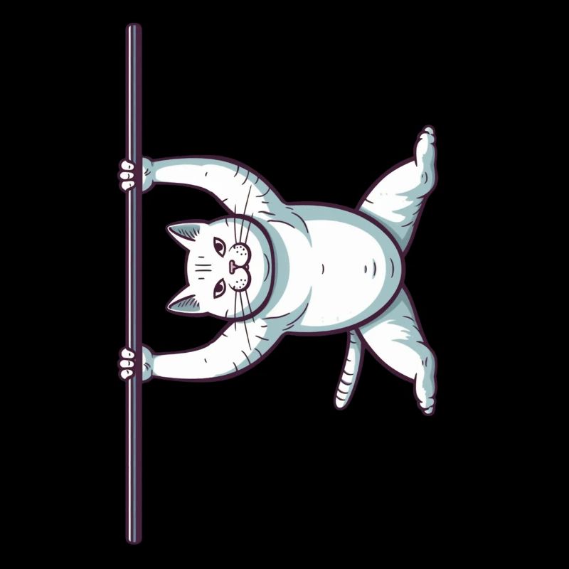 Weiße Comic Katze im Iron X
