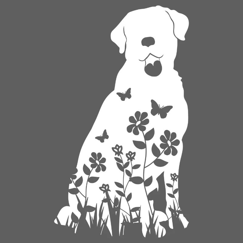 Labrador Flower Pattern Silhouette Dog Lover Gift