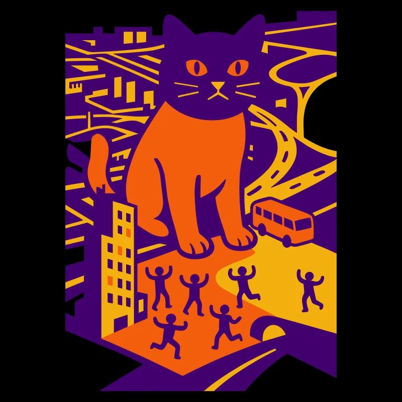 Chat géant dans la ville