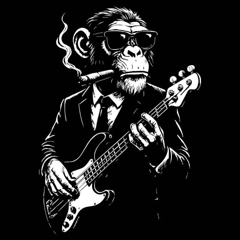 Rockin Monkey smoking cigar in a Sharp Suit
