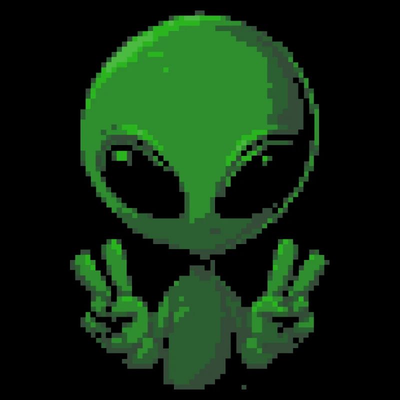 Pixel Alien Friedenszeichen