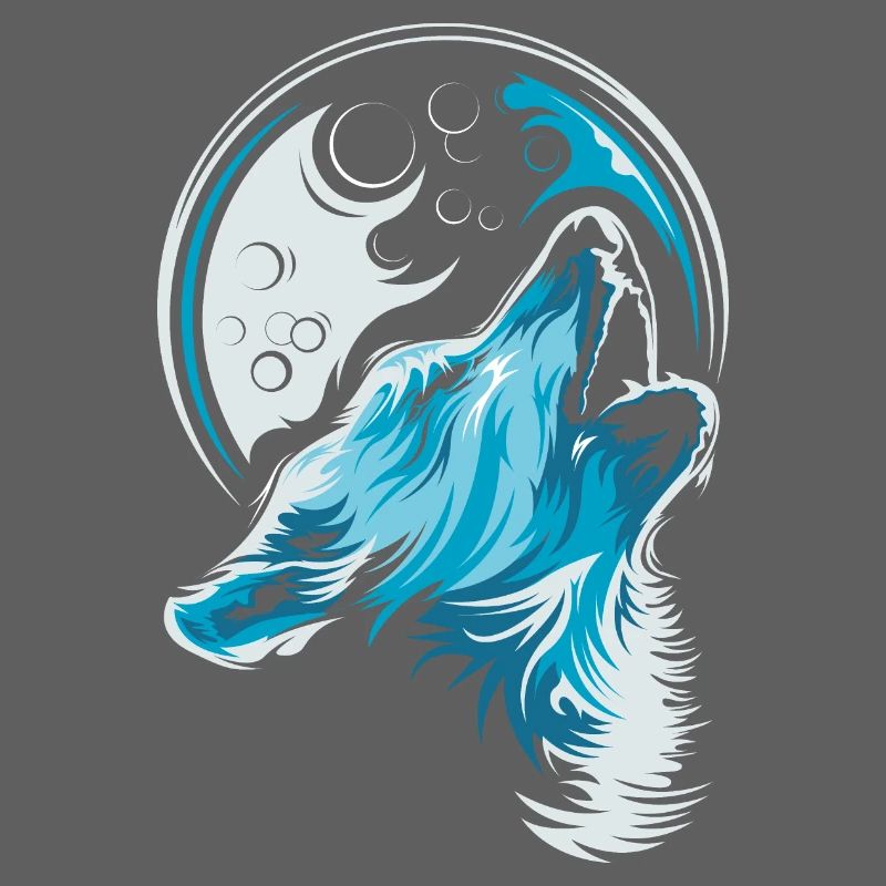 blue wolf moon howl illustration forest animals