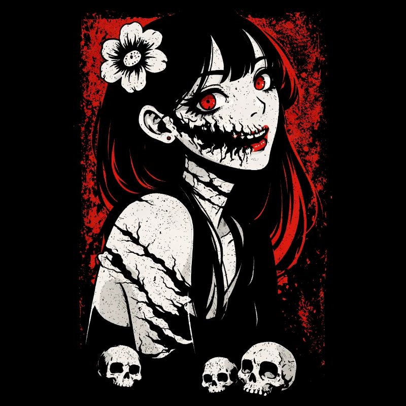 Japanisches Horror Anime Mädchen Gruseliges Goth