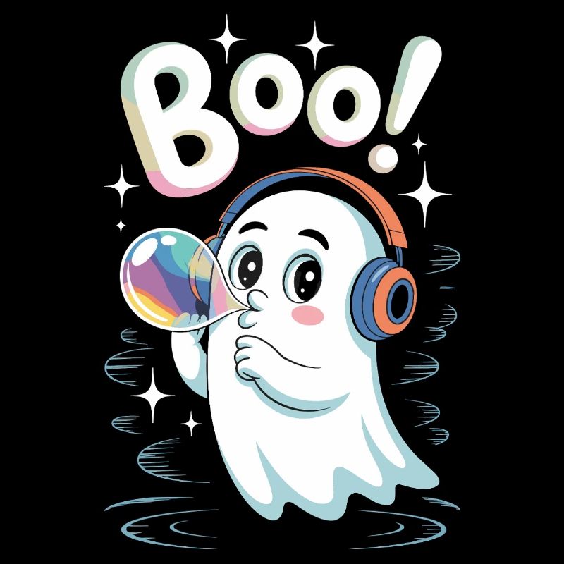 Boo Cute Headphone Ghost with Soap Bubble