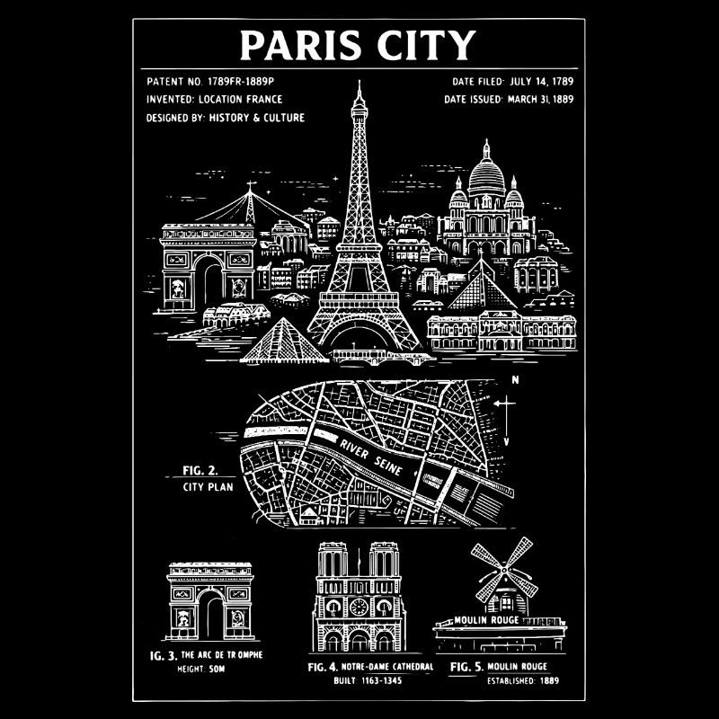 Pariser Skyline Stadtbild Tee
