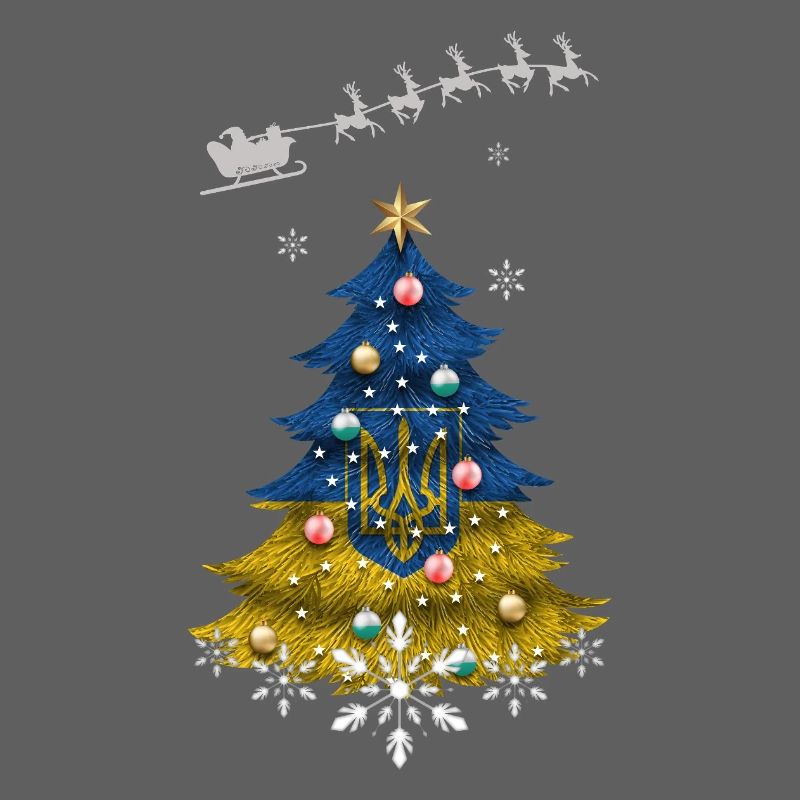 Weihnachtsbaum mit ukrainischer Flagge