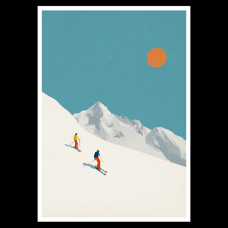Alpine Sunlit Slopes Minimal Ski Scene