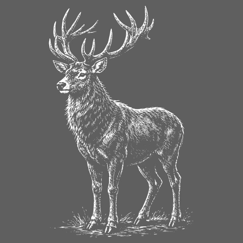 Silhouette de cerf blanc avec bois