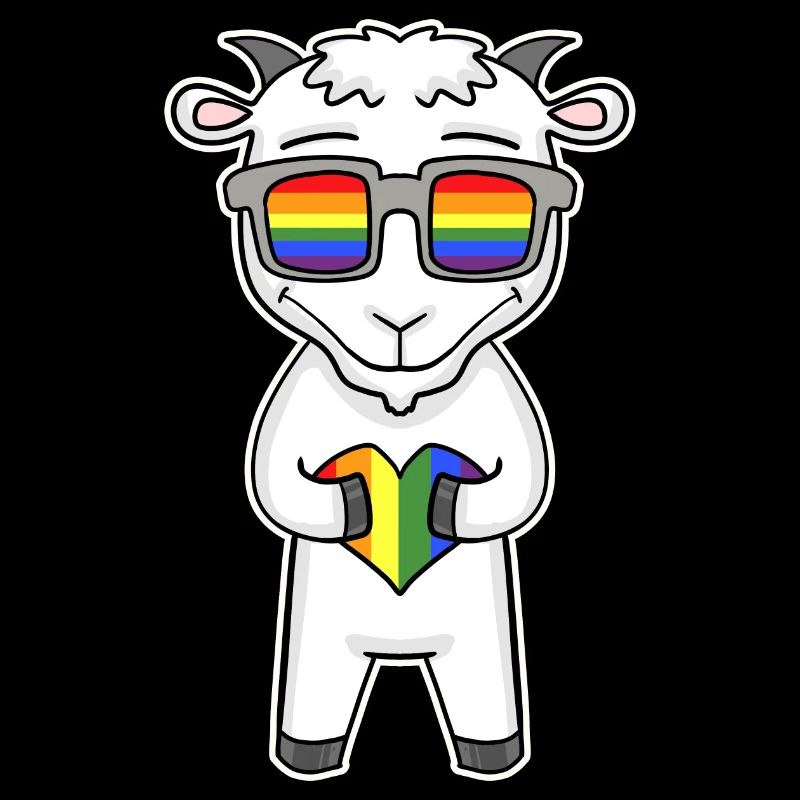 Regenbogen - Ziege mit Brille und Herz