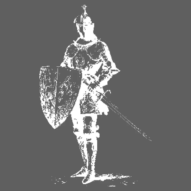 Silhouette de chevalier avec bouclier et épée