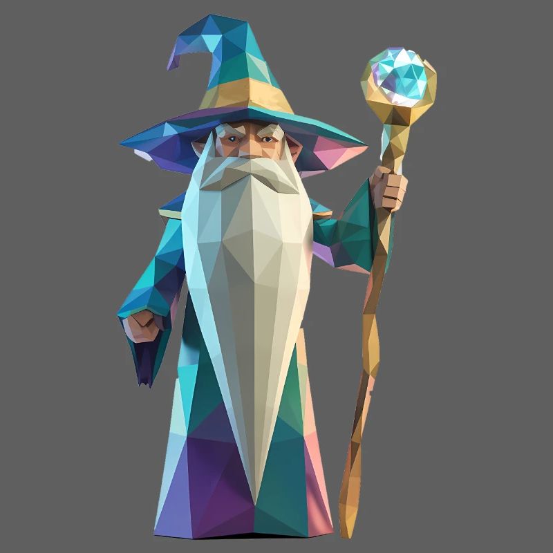 Wise Wizard - Cool Low Poly Logo