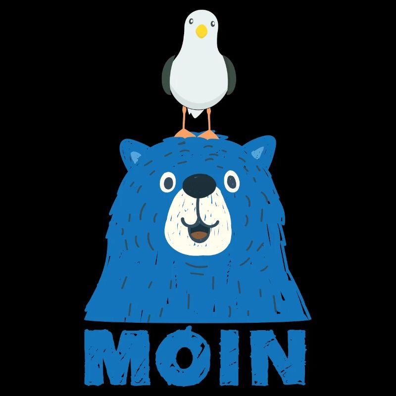 Blauer Bär mit Möwe Kopf Moin Hamburger Dialekt 