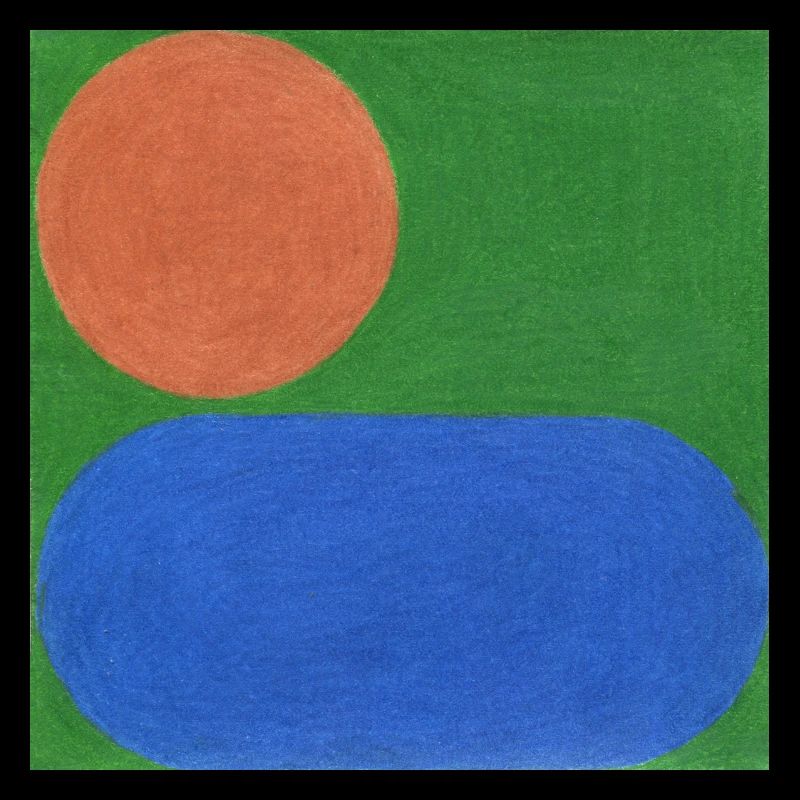 Cerchio arancione e rettangolo blu