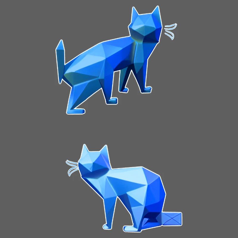 Duo Chat Polygone Bleu