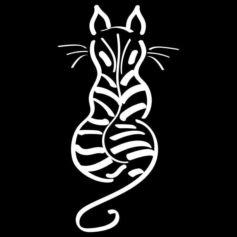 Cat Minimalist Line Back Stripe Tiger
