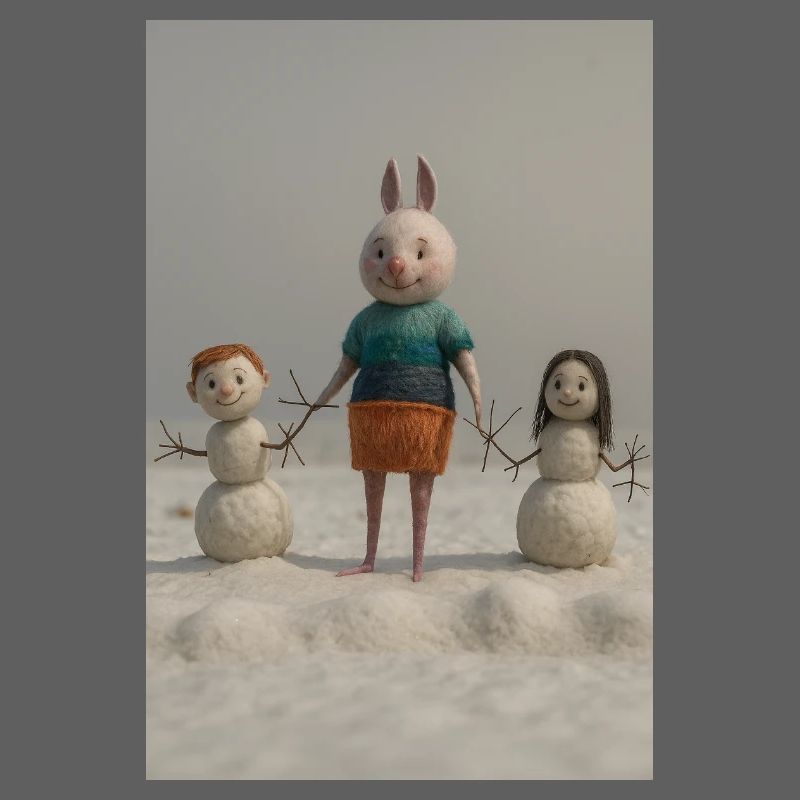 Funny Easter Bunny Family Felt Art