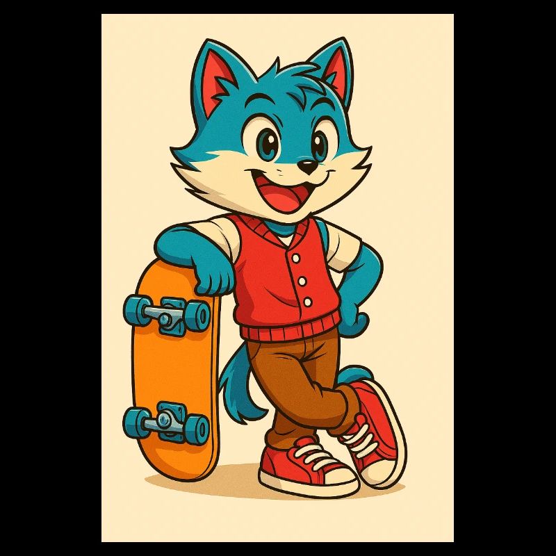 Scooter Fox mit Skateboard