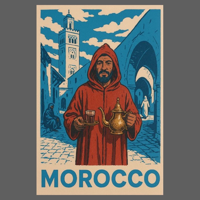 Traditional Morocco motif with tea lore