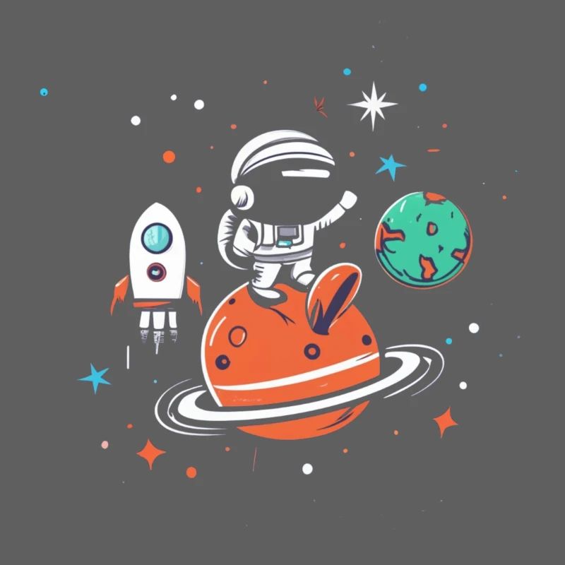 Astronaut on Orange Planet Space Adventure