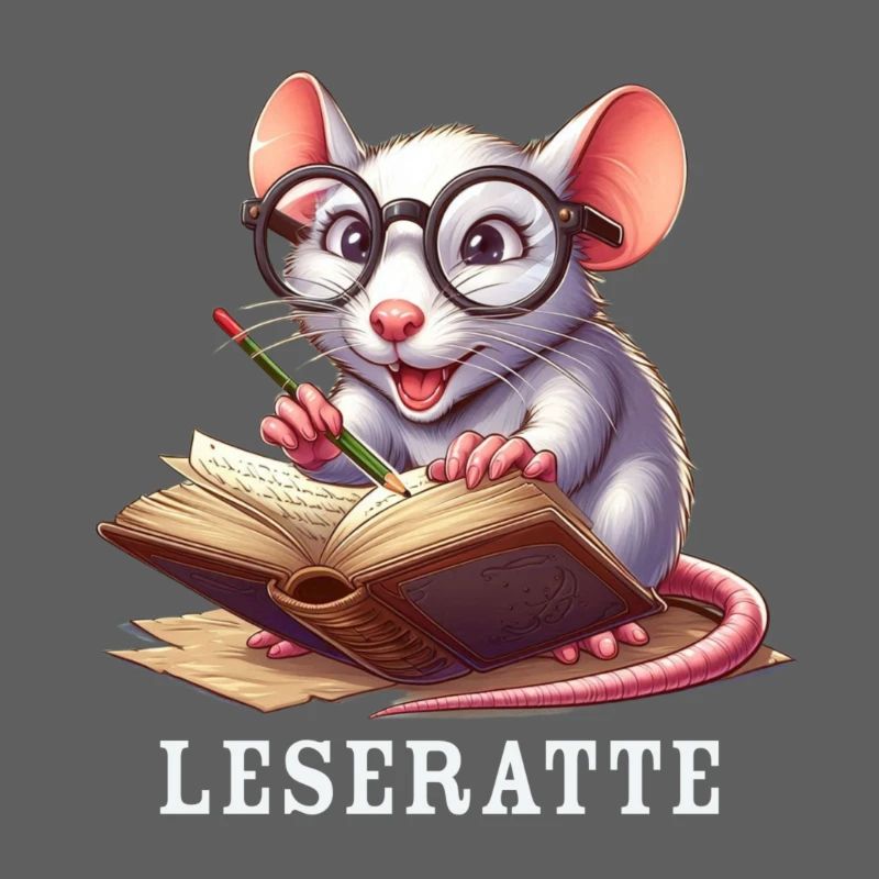 Leseratte mit Brille und Buch