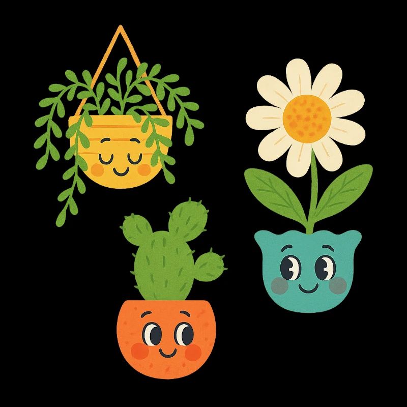 Cheerful Potted Plants Trio