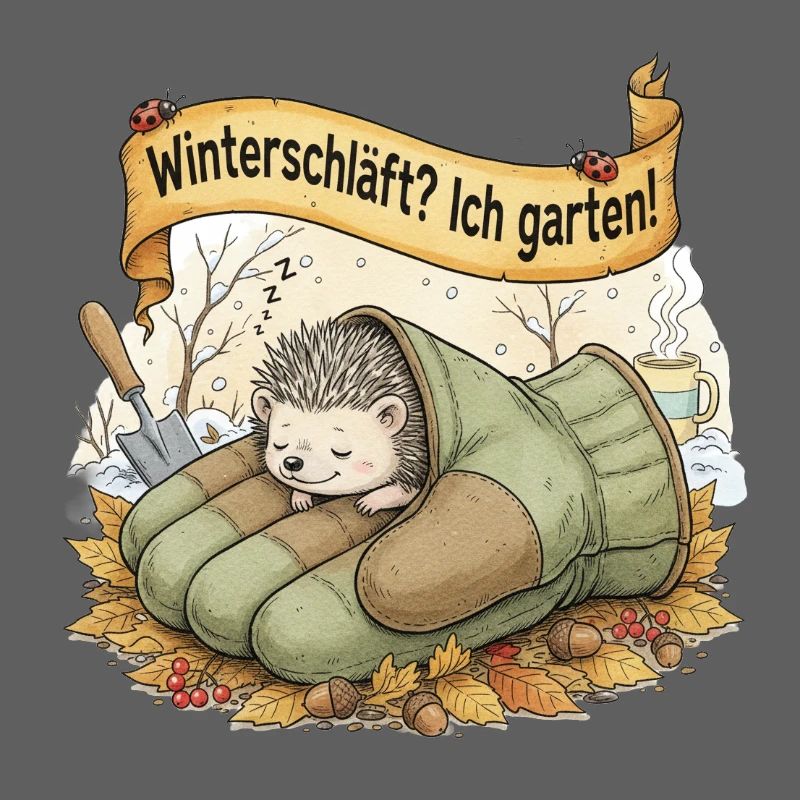 Igel schläft in Gartenhandschuh "Winterschläft? Ic