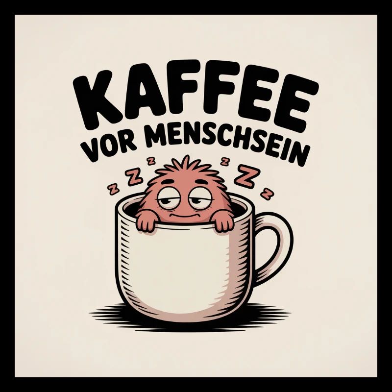 Kaffee vor Menschsein Cartoon