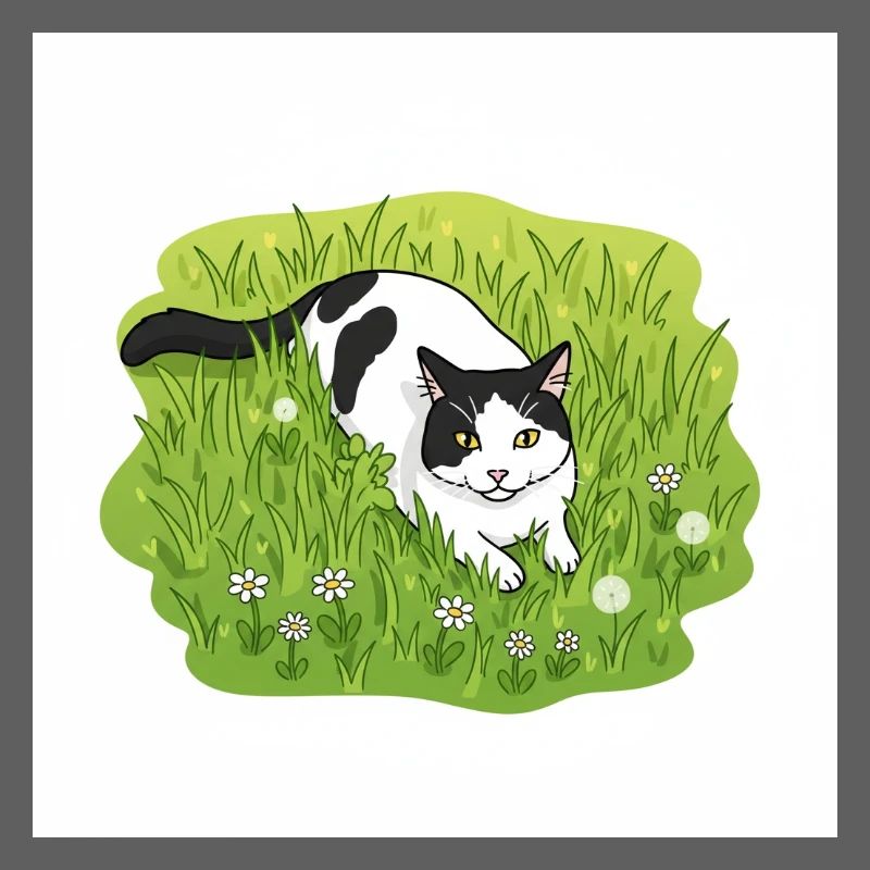 Chat dans la Joyeuse Prairie